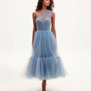 Milla, itsMilla light Blue One-Shoulder Cocktail Tulle Dress
